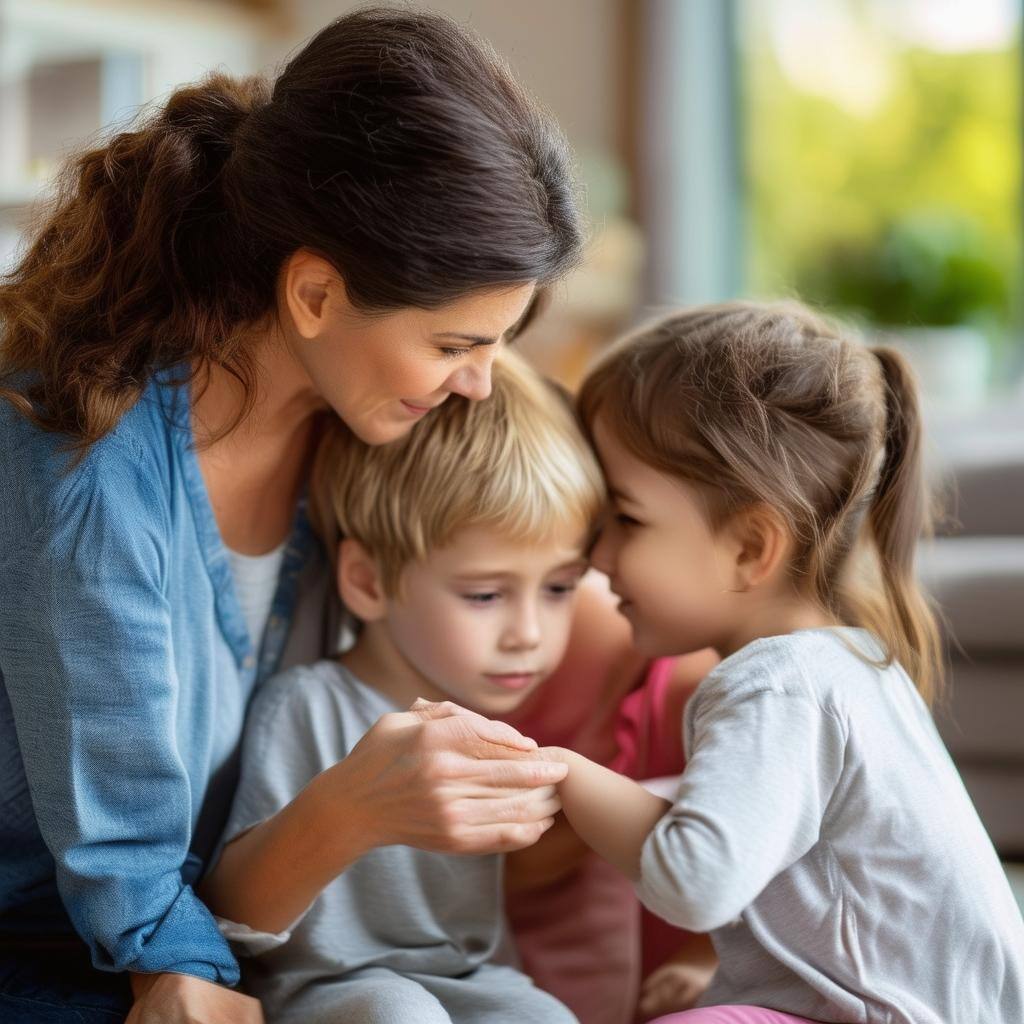 caregiver helping kids